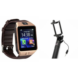 Buy Zemini DZ09 Smart Watch and Selfie Stick for VIVO y51l DZ09 Smart Watch With 4G Sim Card Memory Card Selfie Stick Online 1299 from ShopClues