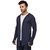 Rigo Blue Melange Hooded Open Long Cardigan Full Sleeve Shrug For Men