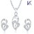 V. K Jewels Heart Design Rhodium Plated Pendant Set With Earrings - Ps1009 by Vkjewelsonline 