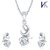 V. K Jewels Divine Solitaire Rhodium Plated Pendant Set With Earrings-PS1022R 