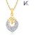 V. K Jewels Blossom Cherry Gold and Rhodium plated Pendant set with Earrings -  PS1035G 