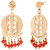 Jewelmaze Red Beads Gold Plated Dangler Earrings-AAB3210