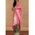 Banarasi Silk Works Black & Pink Georgette Floral Saree With Blouse