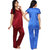 RamE Satin Blue and Mahroon Colour SatinNight Suit