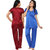 RamE Satin Blue and Mahroon Colour SatinNight Suit