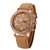 Wonder Round Cronograph Pettern Khakhi Leather Belt Wrist Watch For Women (92)