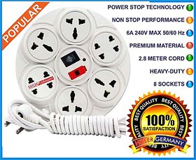 Branded Extension Board / Power Strip 6 Amp 8 Plug Point with Master Switch, LED Indicator