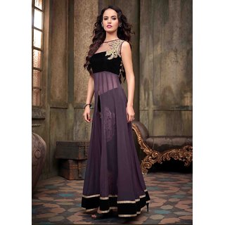 Buy Maisha Purple With Black Georgette Front Open Embroidered Anarkali Suit Online 1199 from ShopClues