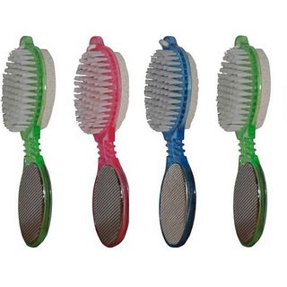 NEW-4 in 1 Multi-use Foot Care Brush Pumice Scrubber Pedicure Tool Set Pack Of 1 ( Multi color )