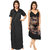 Be You Black Solid Women Nighty with Robe
