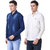 Cavender Combo of Denim Blue  Cotton white Slimfit shirts