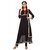 Designersareez Black chiffon semi stitched anarkali salwar suit with dupatta (20073)