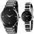 Rjcreation Analog Black dial Silver Black Stainless steel party wear watches combo for men and women