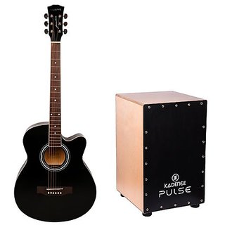 Buy Kadence Frontier Series Black Acoustic Guitar Combo with Pulse Cajon CL19 Online 9999 from ShopClues