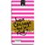 FUSON Designer Back Case Cover For Infocus M330 (Pink And White Horizontal Strips Gold Paint Black Font)