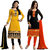 Kingberry Black-Yellow Cotton Lace Kurta -Churidar Dress Material (Unstitched)