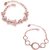 Om Jewells Combo of Two Rose Gold Plated Flower Delicate Bracelets for Girls and Women CO1000049