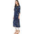 Mytri Women's Navy printed Rayon Straight Kurta