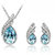 Cyan BlueSilver Plated Silver Necklace Set For Women