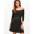 Aashish Fabrics - Black Mesh Style Off Shoulder Dress