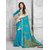 Leeps Prints Turquoise Silk Printed Saree With Blouse