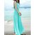 Rosella Turquoise Plain Maxi Dress with drosting For Women