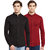 Black Bee Solid Chinese Collar Poly-Cotton Shirt for Men Pack Of 2