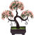Random S Shaped Bonsai Tree with Green and Pink Leaves