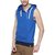 Campus Sutra Royal Blue Mens cotton Sleeveless Cross Zipped Hoodie