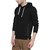 Campus Sutra Black Mens cotton Hoodie with Side Zip Pockets