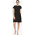 Women'S Black Solid Round Neck Half Sleeve Cold Shoulder Shift Dress