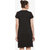 Women'S Black Solid Round Neck Half Sleeve Cold Shoulder Shift Dress
