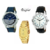Mark Regal 2 Leather Strap+1 Metal Gold Plated Men's Watches Combo Of 3