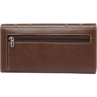 Buy Brown Color Square Striped Ladies Wallet PU Leather Purse Wallet ...