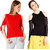 Aashish Fabrics - Combo of 2 Tops ( Red Cold Shoulder Tie Top + Black Cold Shoulder Net Sleeves Top )