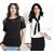 Aashish Fabrics - Combo of 2 Tops ( Black Neck Cutout Top + White Bell Sleeves Tie Top )