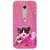 Snooky Printed Pink Cat Mobile Back Cover For Motorola Moto X Style - Multi