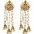 Meia Brown Austrian Stone And Pearl Gold Plated Dangler Kan Chain Earrings -AAA2208
