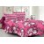 Welhouse Cotton Floral Pink Double Bedsheet with 2 Contrast Pillow Covers(TC-129)DLA-036