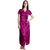 Senslife Women's Satin Purple Sleepwear Nightwear Set 6pc Set Nighty with Robe, Top  Shorts, Bra  Thong SL002A