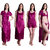 Senslife Women's Satin Purple Sleepwear Nightwear Set 6pc Set Nighty with Robe, Top  Shorts, Bra  Thong SL002A