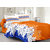 Valtellina Cotton Floral Orange Double Bedsheet with 2 Contrast Pillow Covers(TC-129)DLA-038