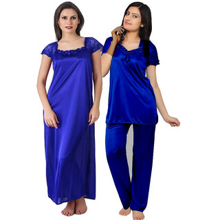 Blue Satin comp pack of nightt wear,nitghty gown