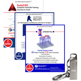 Professional AutoCAD , Revit and  Staad Pro Training Tutorials with Example in Hindi ( 159 Videos  22.5 Hours ) USB