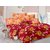 Welhouse Cotton Floral Red Double Bedsheet with 2 Contrast Pillow Covers(TC-129)ZBA-01