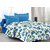 Valtellina Blue & Floral Design 100% Organic Double Bedsheet with 2 CONTRAST Pillow Cover-Best TC-175DVA-023