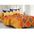 Welhouse Yellow & Traditional Design Super Soft Cotton Double Bedsheet with 2 CONTRAST Pillow Cover-Best TC-175DVA-026