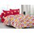 Welhouse Red & Traditional Design Color Fastness Cotton Double Bedsheet with 2 CONTRAST Pillow Cover-Best TC-175DVA-05