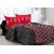 Welhouse Black  Abstract Design Herbal Cotton Double Bedsheet with 2 CONTRAST Pillow Cover-Best TC-175DVA-052