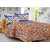 Welhouse Brown & Floral Design Color Fastness Cotton Double Bedsheet with 2 CONTRAST Pillow Cover-Best TC-175DVA-045